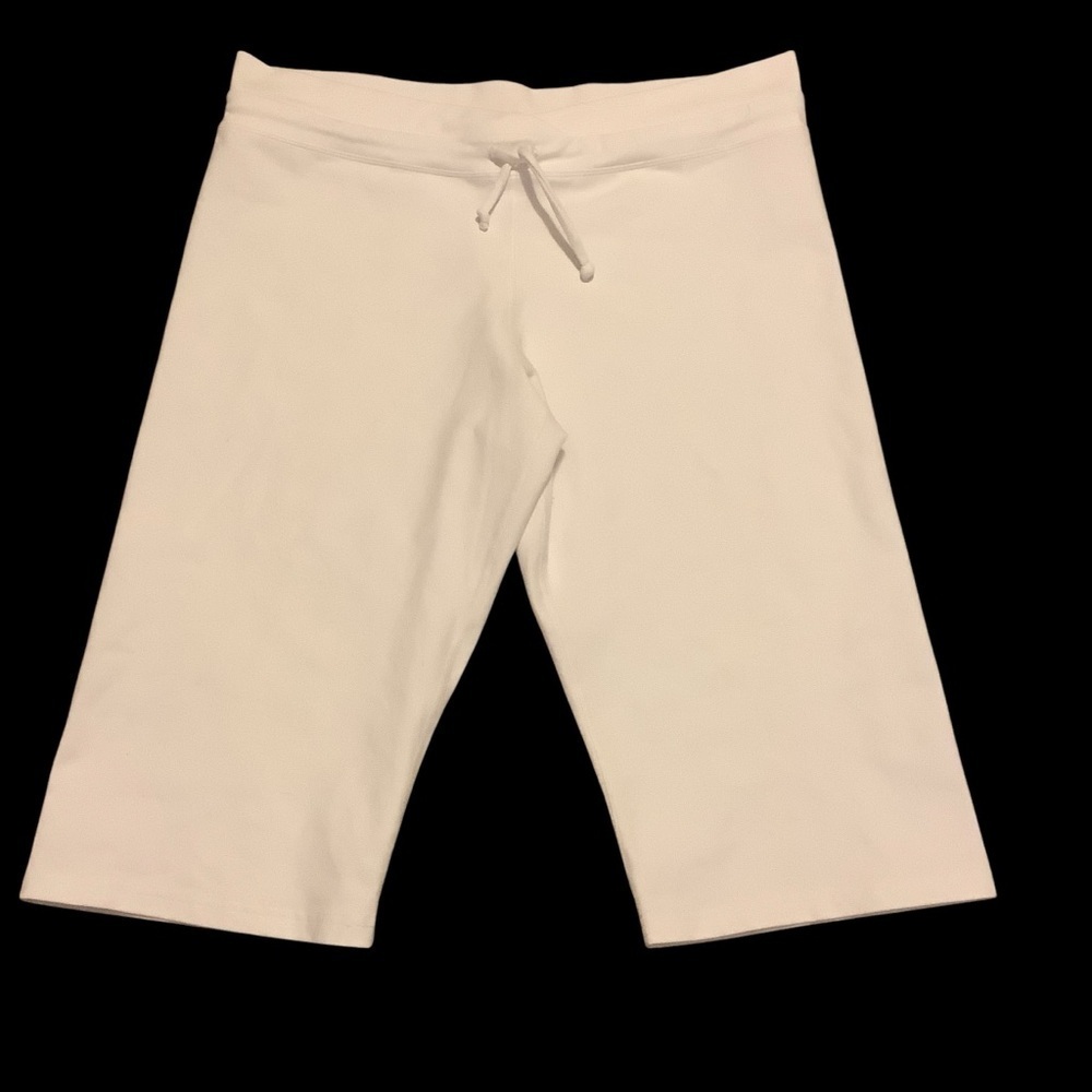 PRANA BREATHE WHITE CROPPED YOGA PANTS WITH DRAWSTRING/ Size L